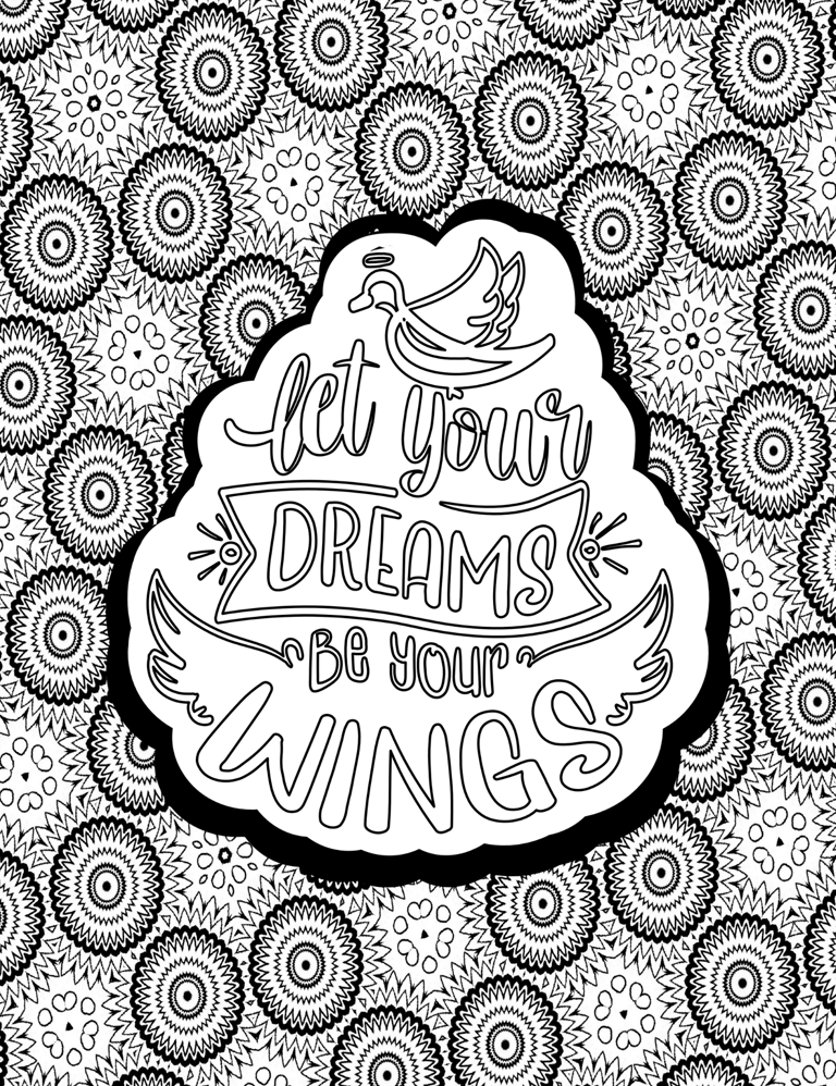 a coloring page with a quote