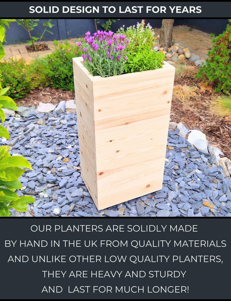 tall wooden planter made to size UK