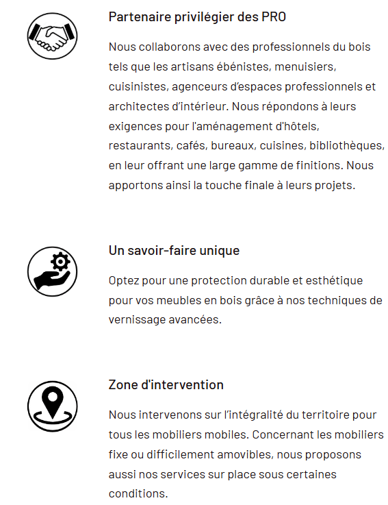 entreprise - société - woodprotect - prestations - services - spécialités - vernis - finition - préparation