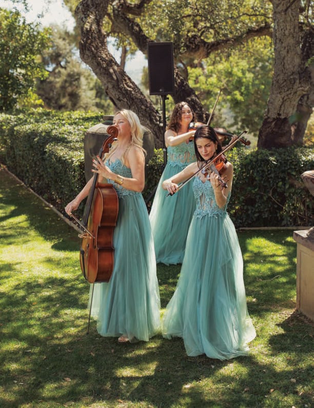 Live musicians performing at a wedding reception at Finca Santa Katerina