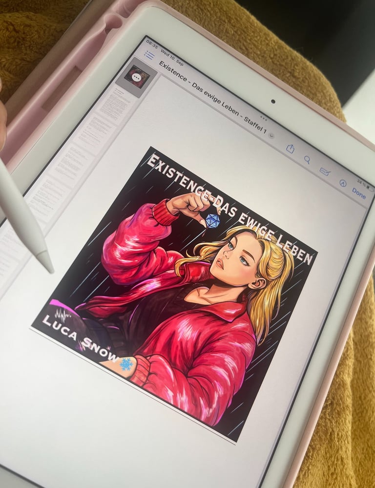 Yara Schneider - Foto von Existence - Das ewige Leben - Staffel 1 - Skript auf einem Tablett