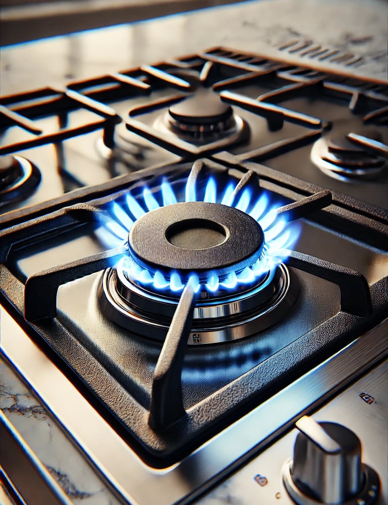 a gas burner with a blue flame