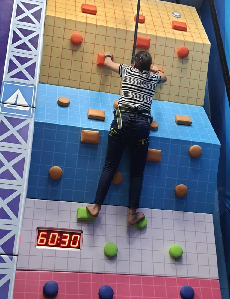 soft padded climbing wall sam zipline