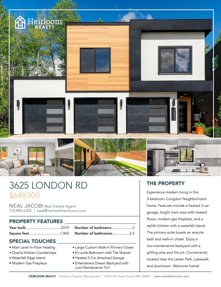 a flyer for real estate in Duluth