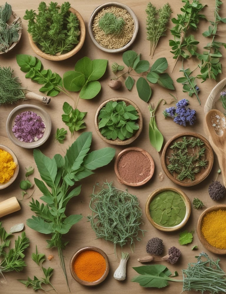 A soothing image of healing herbs used in children's healthcare.