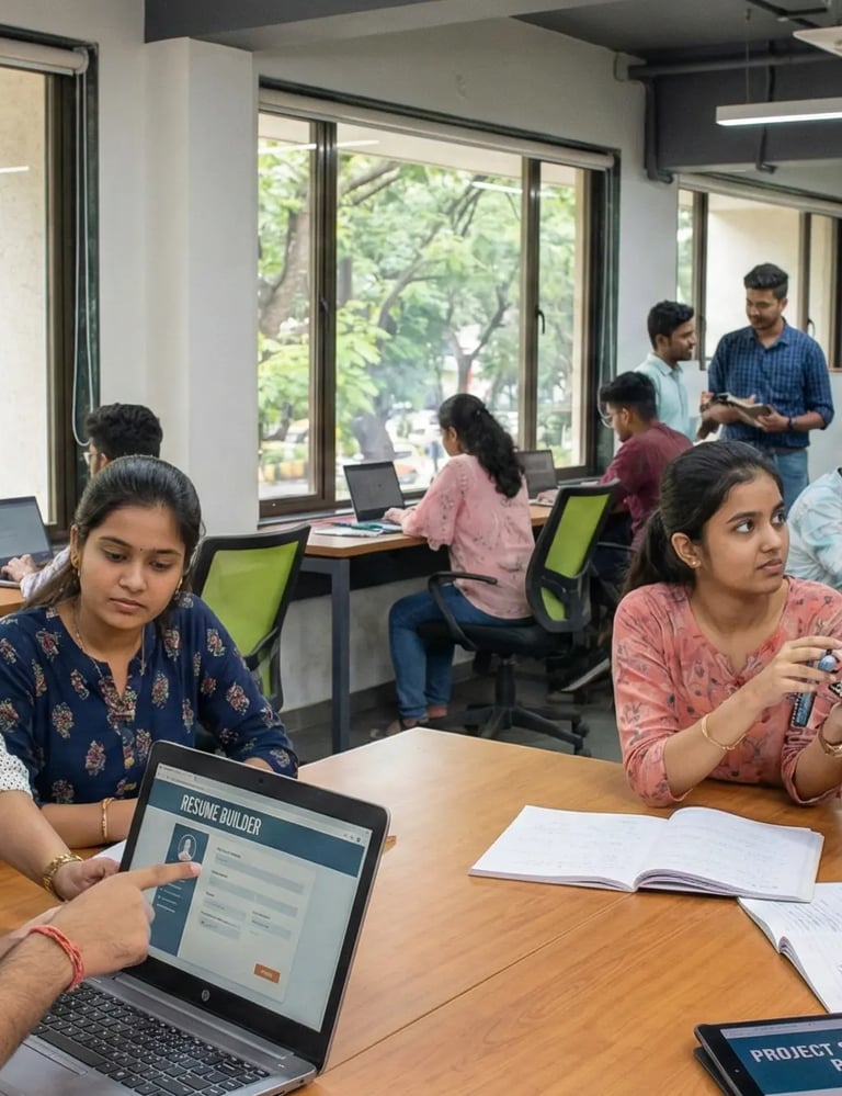 students learning resume building