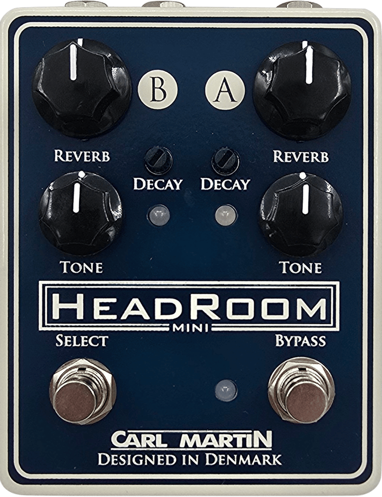Top-down view of the HeadRoom Mini with clearly visible knobs for tone and level on both channels. 