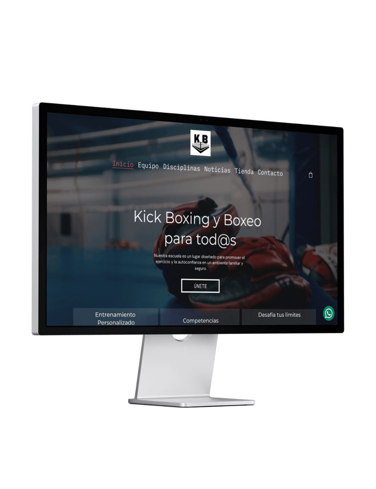 Pantallazo de la pagina de inicio de una web de boxeo