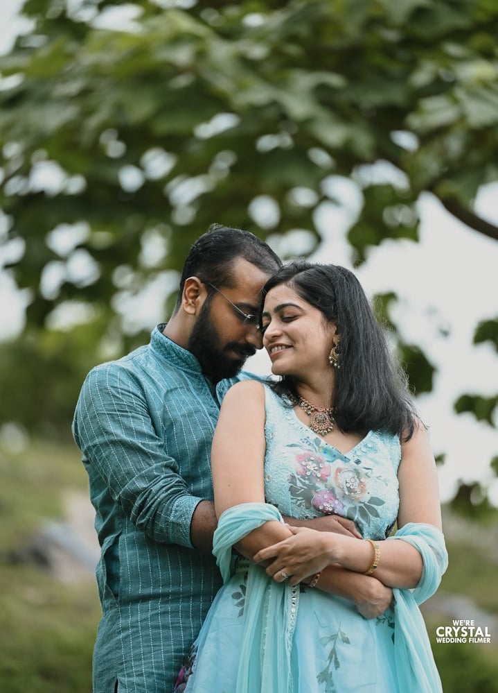 Bride and groom on pre wedding photography in kerala