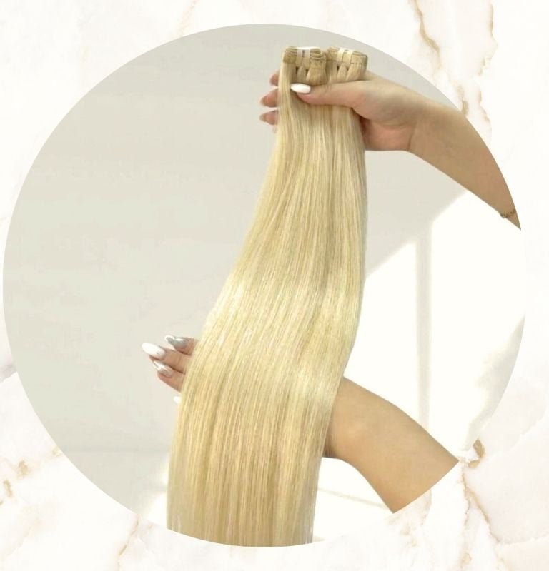 Echthaartressen haarverlängerung hellblond glatt
