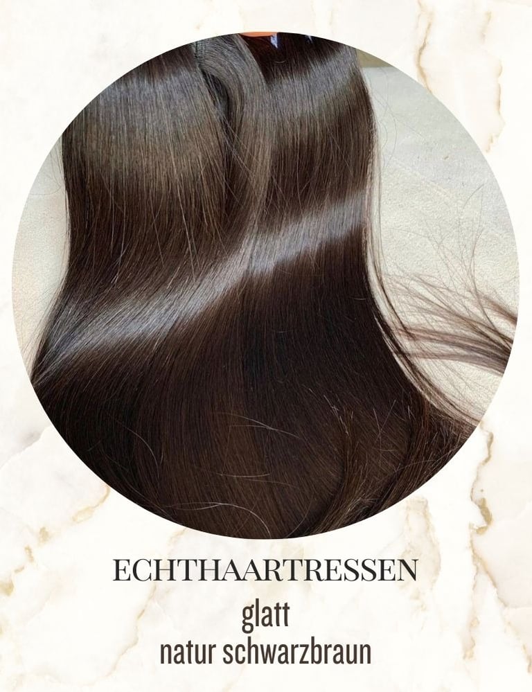 Echthaartressen glatt Naturschwarzbraun