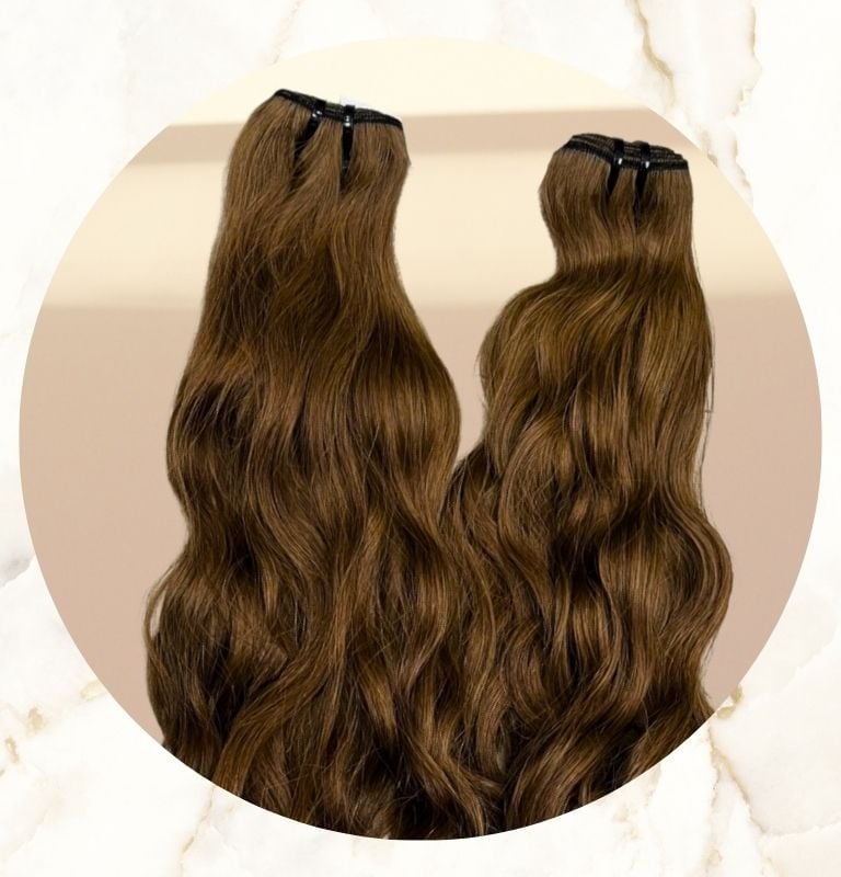 Echthaar Extensions tressen verlängerung in schokobraun farbe