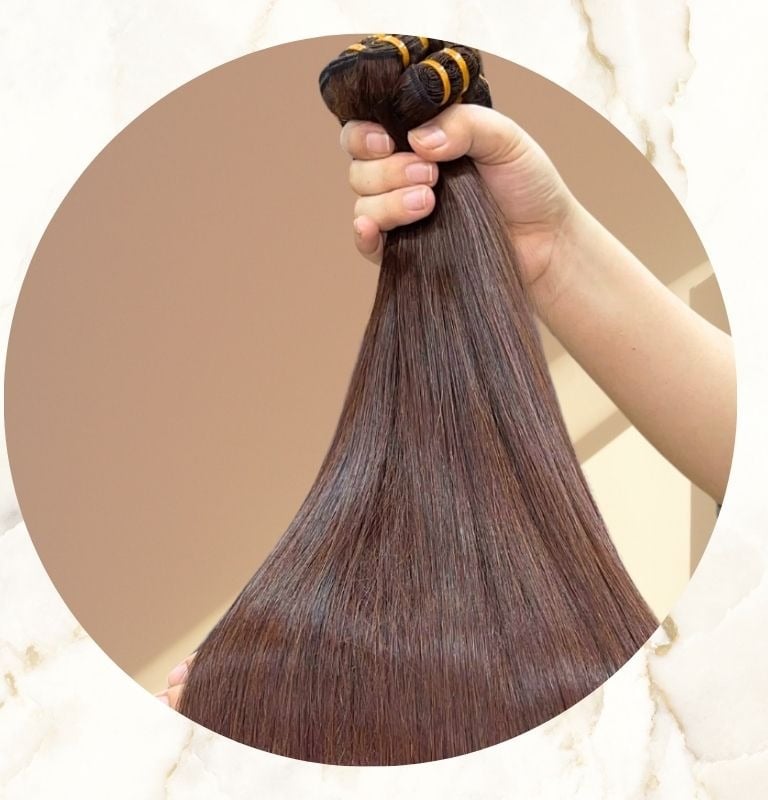 Echthaar extensions schokobraun weft