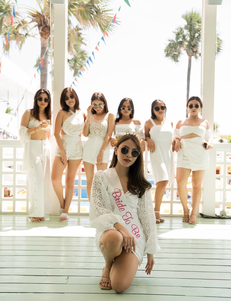 Bachelorette party with bride and friends at Batu Belig Beach Seminyak Bali