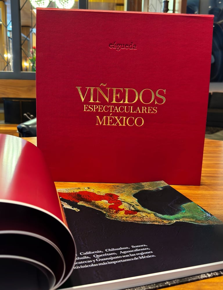 Libro Viñedos Espectaculares México mostrando su estuche e interiores
