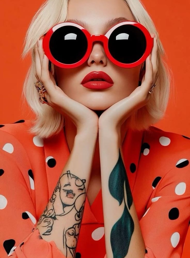 a woman with tattoos on her arm and a tattoo on her arm