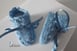 chaussons bb bleus fait main tricot 