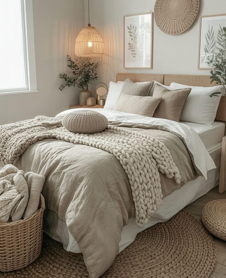 budget-friendly wall art in a boho bedroom