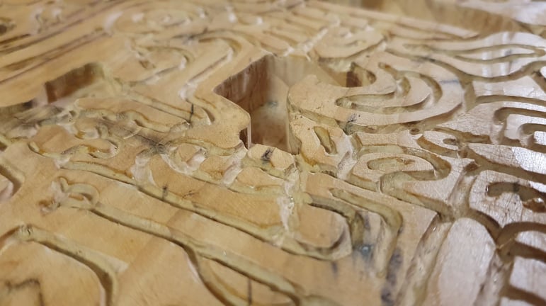 Detail of carved wood before resin cast