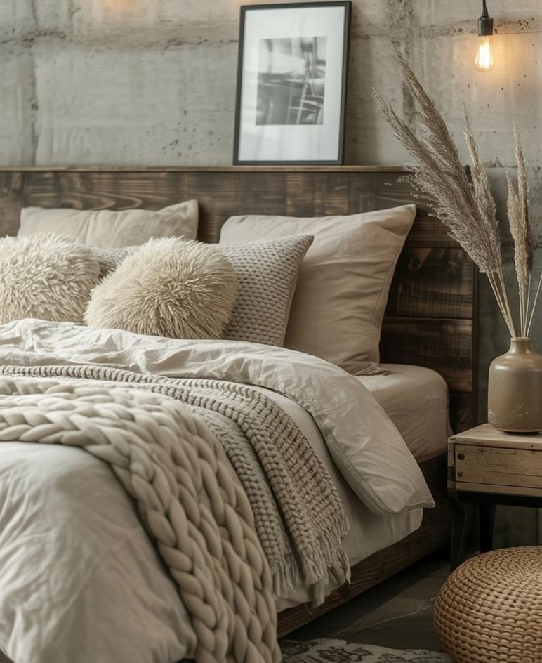 industrial boho bedroom