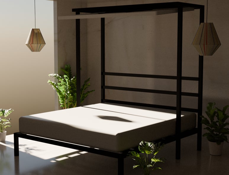 Lazy Bed with overhead TV mount