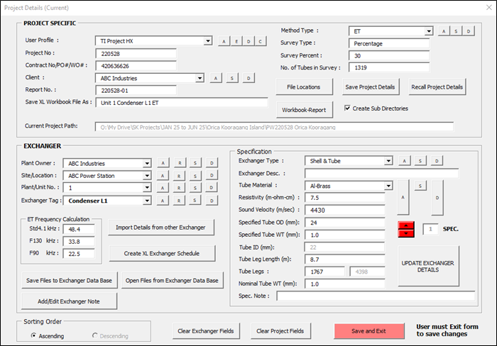 Tube Testing Project Interface