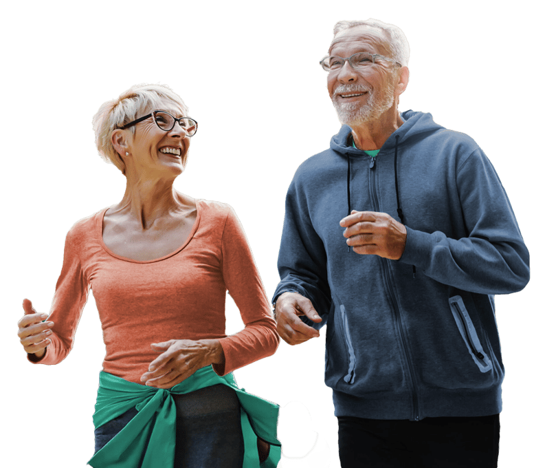 senior healthy couple running