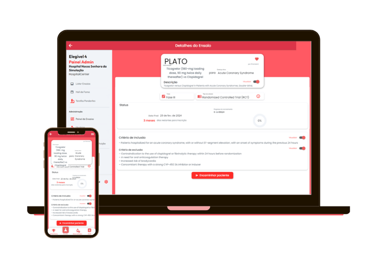 a laptop and a phone are shown with screen of Eligible 4 app  trial detail and referral view page