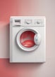 Two white front-loading laundry machines are placed side by side beneath a wooden countertop. The left machine appears to be a washing machine while the right one is a dryer. They are situated in a utility room with a grey floor and some plumbing fixtures visible to the right.