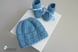 Bonnet et chaussons bleus laine fait main
