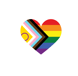 Un corazón colorido con los colores de la diversidad sexual y racial