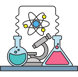 "Chemistry tuition icon featuring a beaker and chemical elements for personalized learning."