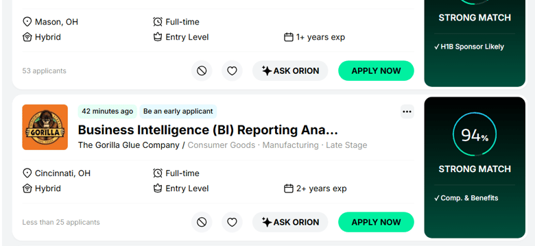 Jobright.ai job score