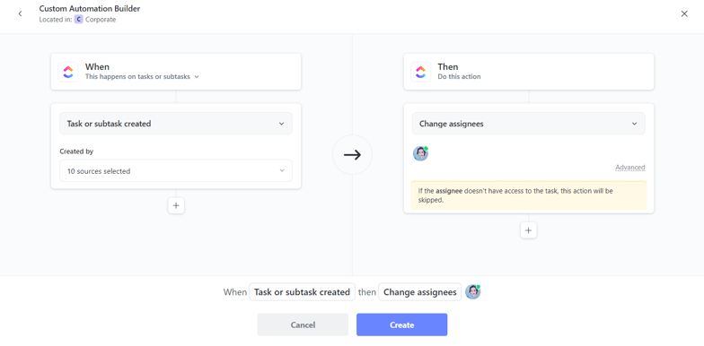 ClickUp Automation Assignee Example 1