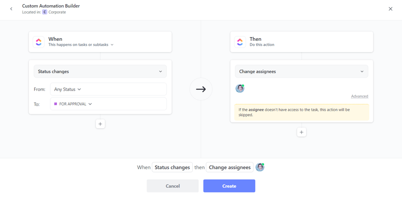 ClickUp Automation Assignee Example 2