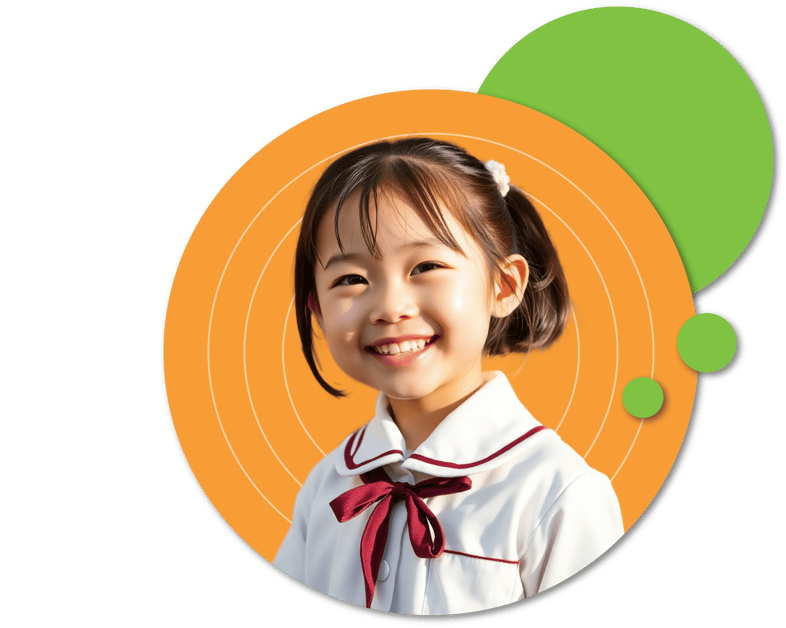 A kindergarten student smiling with joy and excited for her journey at Haven Global Preschool