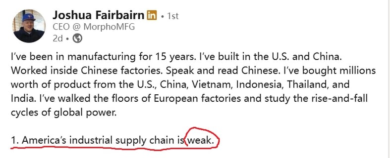 Joshua post on linkedin