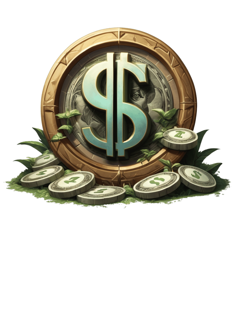 Stack of golden coins with a dollar sign, representing evergreen income, financial stability, and pa