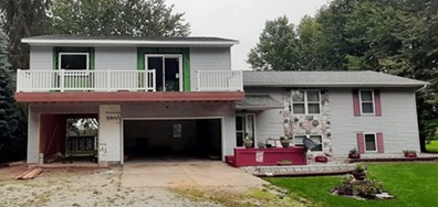 The homeowners chose to add a new 2nd floor deck to this home addition in Goshen, IN.