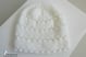 Bonnet blanc layette bb tricot fait main
