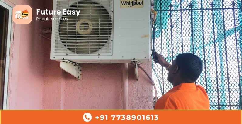 Technician repairing ac.