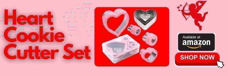 a heart shaped cookie cutter set with a heart shaped cookie cutter
