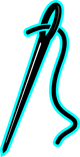 a blue and black knife and a knife on a black background broderie