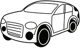 a car with a white background and a black and white outline of a car