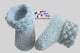 Chaussons bleu azur modele layette bb tricot bebe fait main bleublancneige