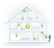 Une image d'une maison avec des objets connectés
