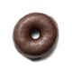 a chocolate frosted donut with chocolate icing