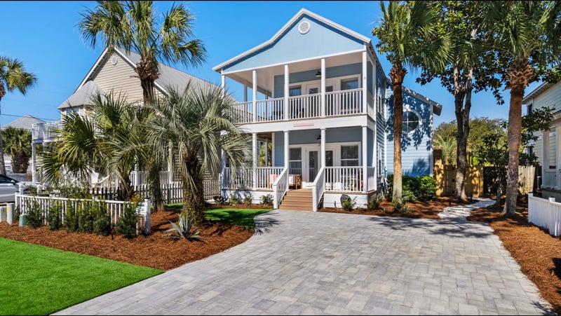 Completed Florida Panhandle landscape installation with palms