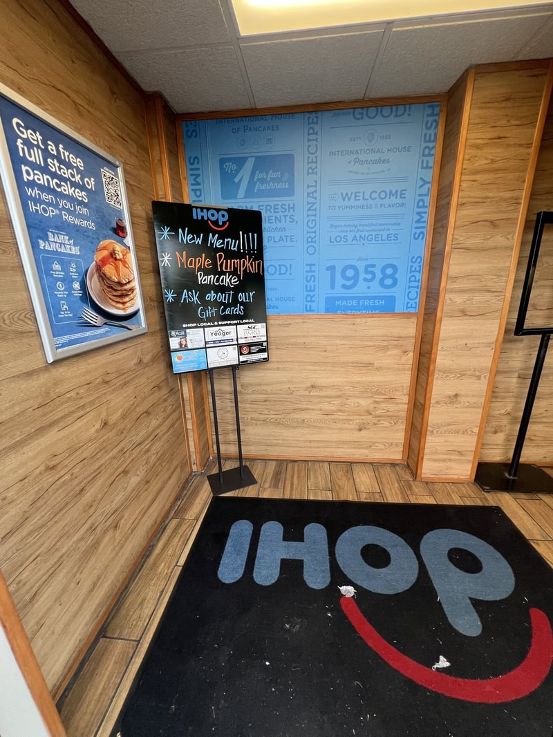 Custom message board at IHOP restaurant entrance