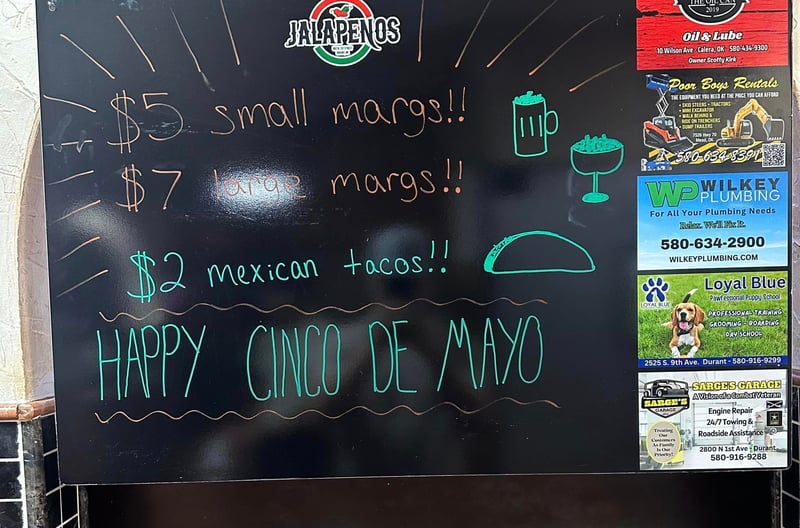 Custom specials board at Jalapeños Mexican restaurant